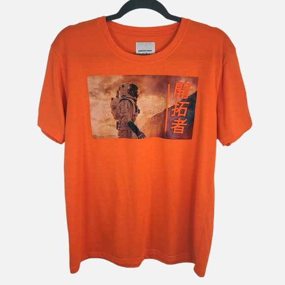 Bushwick Supply New York Orange Astronaut Short Sleeved Graphic Tee Shir… - Picture 1 of 9